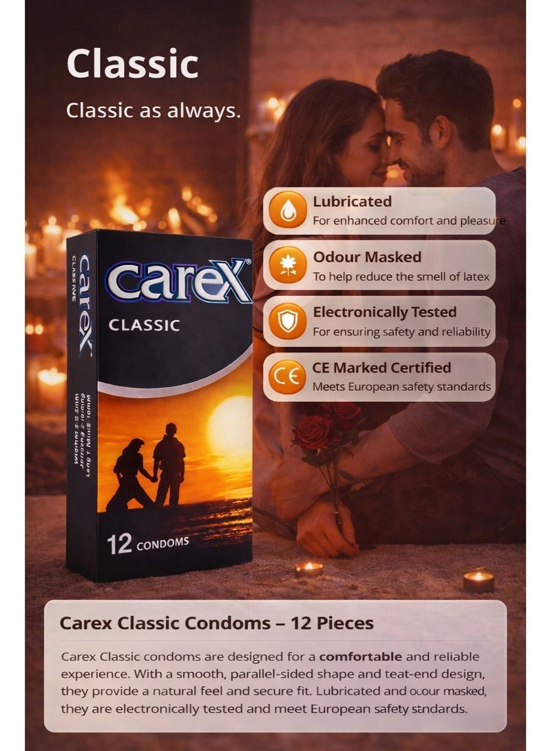 Carex Classic Condoms Pack of 6 Boxes (72 Pieces) – Reliable Protection, Comfortable Fit, Premium Quality Latex Condoms - Image 3